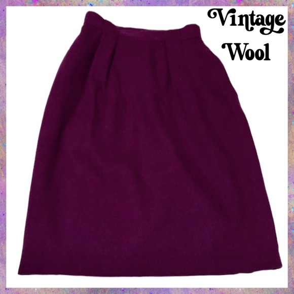 Sk & Company Dresses & Skirts - ⭐️ SK & Company Plum Purple 80s WOOL Midi High Waist Lined Skirt Women’s 6 P